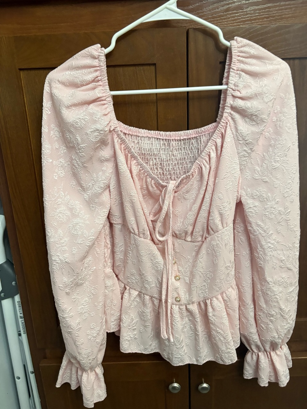 Women's Pink Embroidered Peplum Blouse